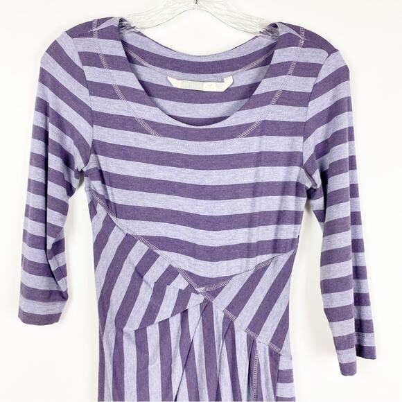 Athleta Striped Splendor Lotus Dress Purple Stripe Faux Wrap Womens Size XXS - Picture 4 of 11